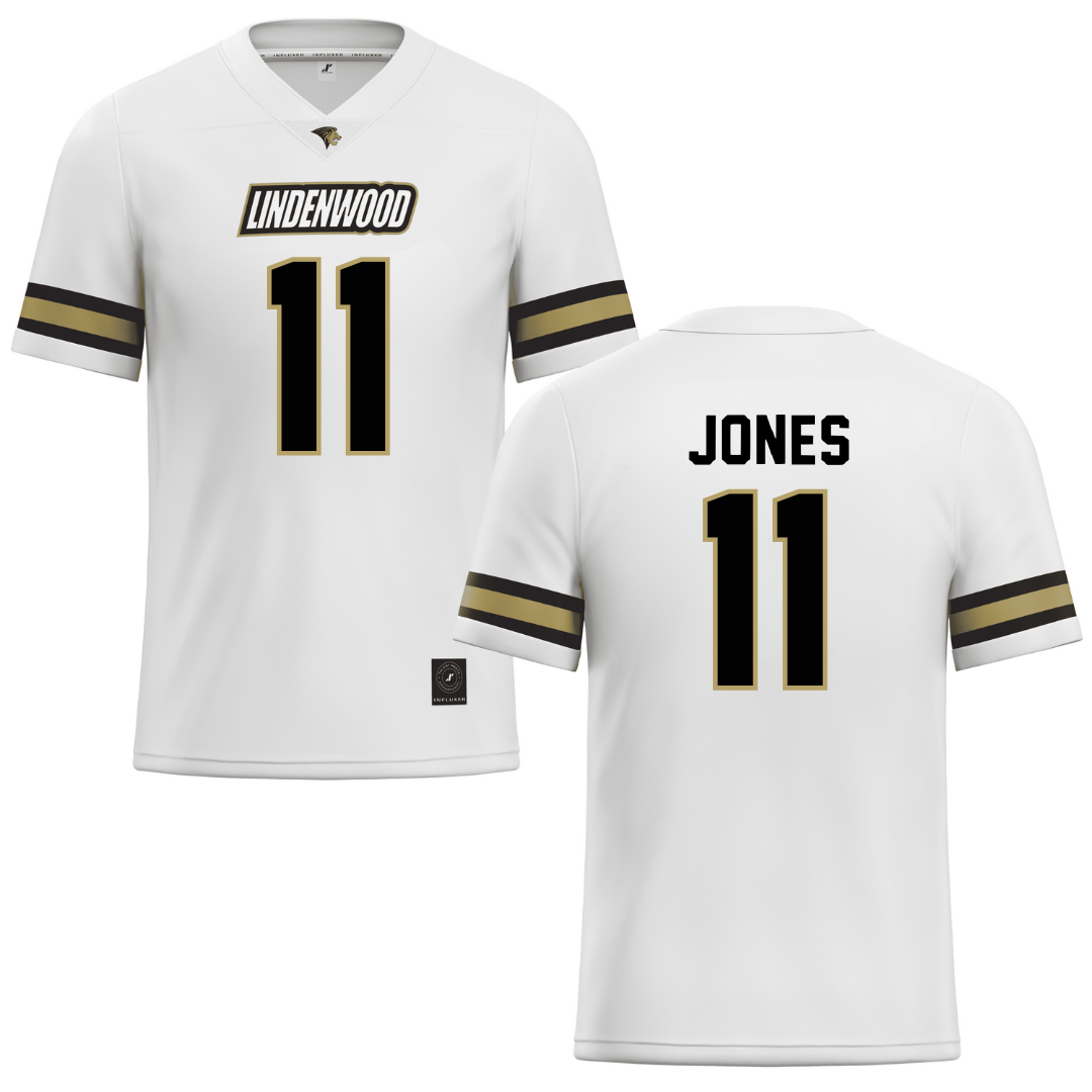 Lindenwood University White Football Jersey - #11 Caelum Jones