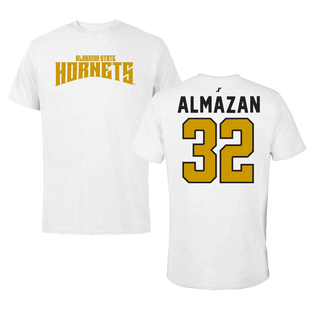 Alabama State University Baseball White Classic Performance Tee - #32 Jose Almazan