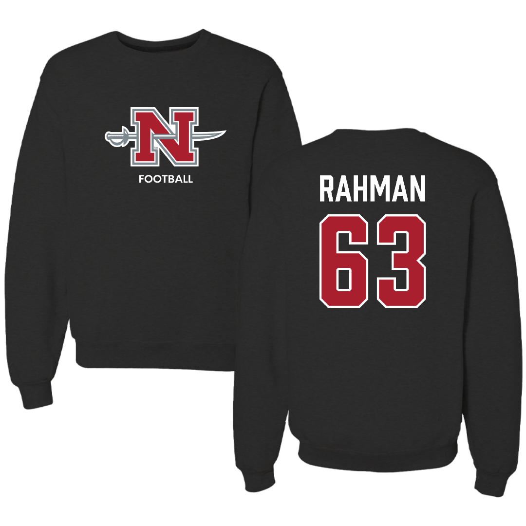 Nicholls State University Football Black Mascot Crewneck - #63 Hamza Rahman