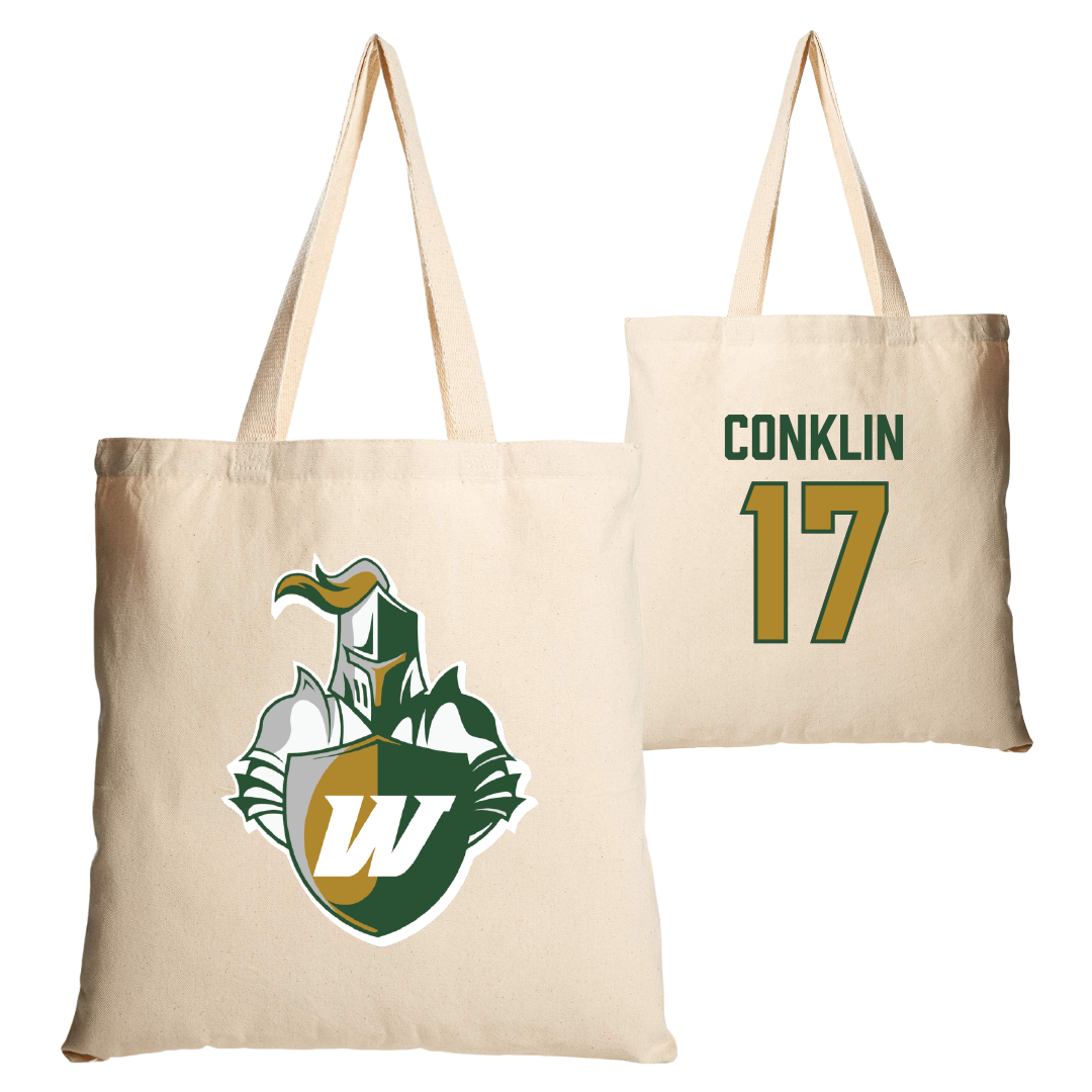 Webber International University Football Tan Canvas Tote Bag - #17 Cory Conklin