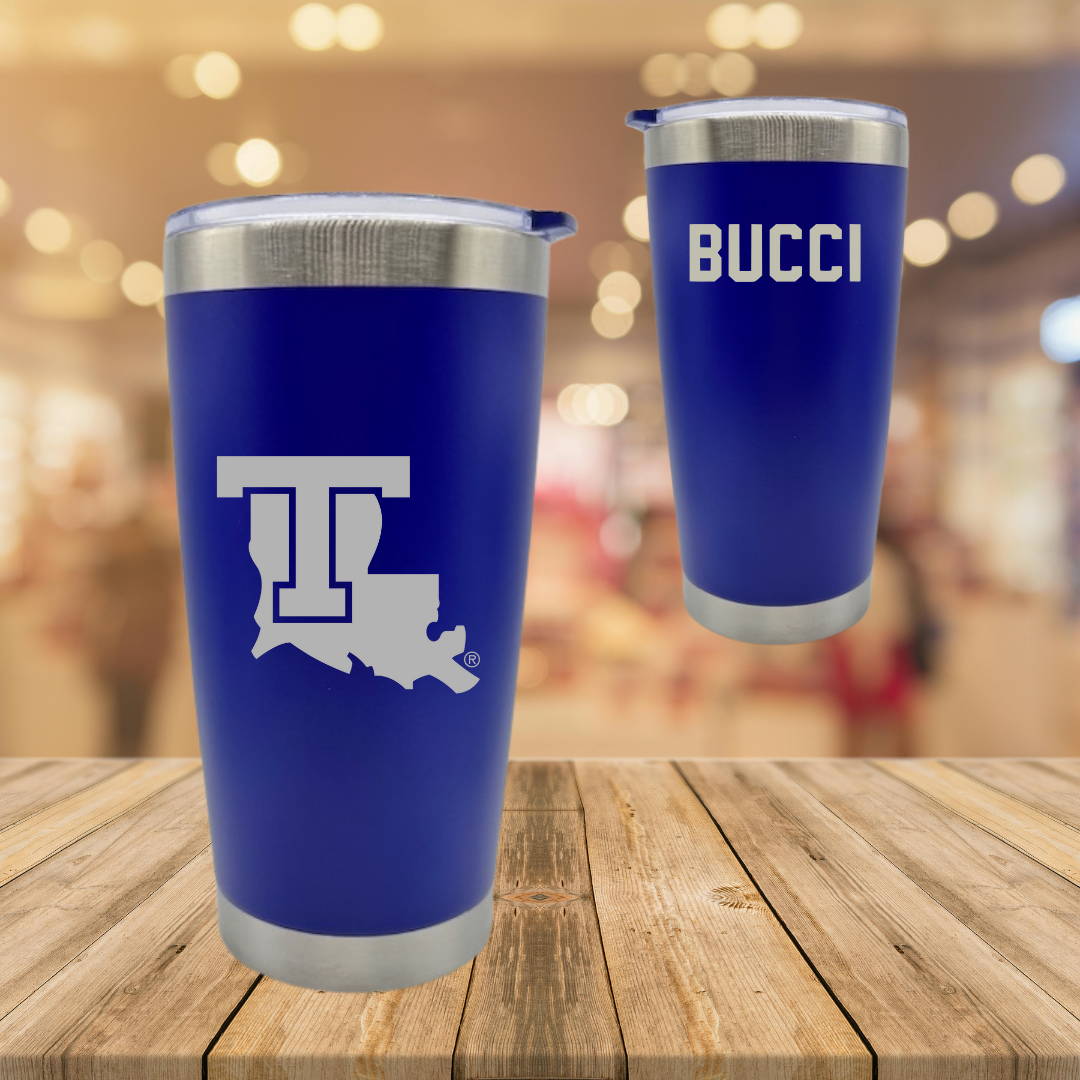 Louisiana Tech University TF and XC Blue Stainless Steel Tumbler - Katelyn Bucci
