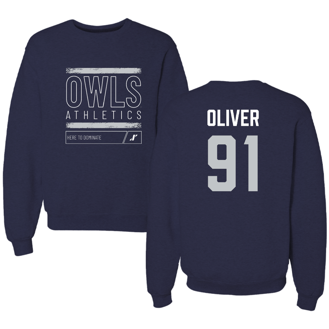 Rice University Football Navy Dominate Crewneck - #91 Devon Oliver