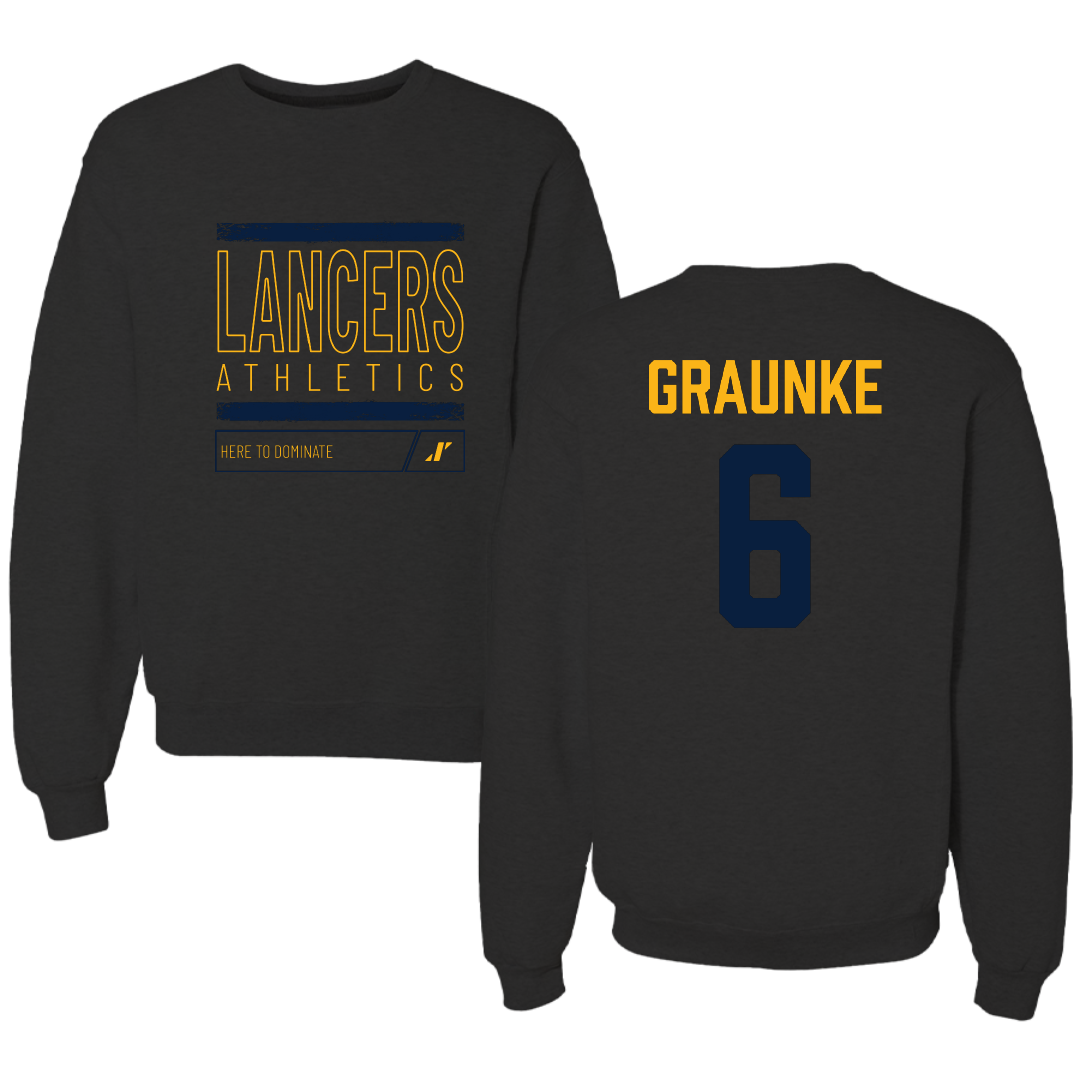 Mount Marty University Softball Black Dominate Crewneck - #6 Makayla Graunke
