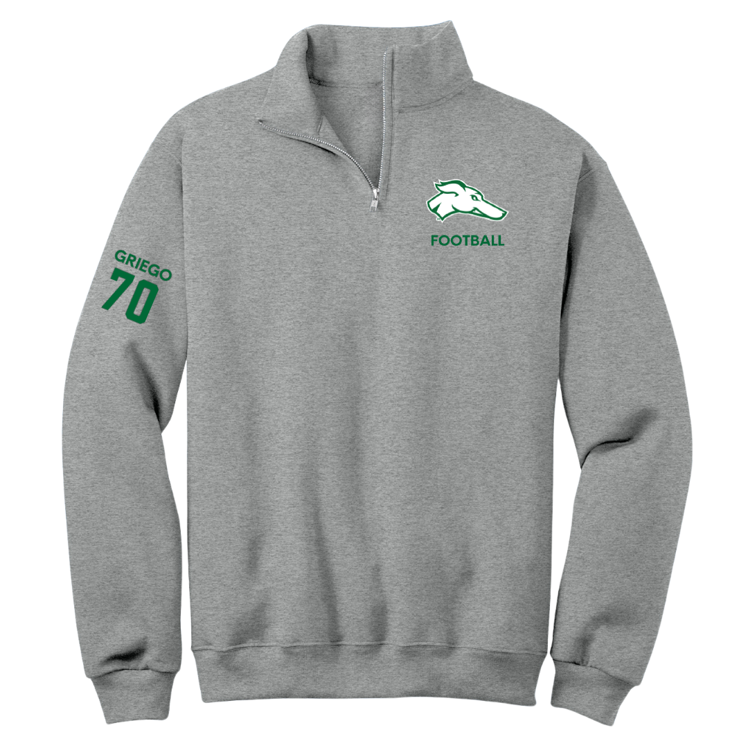 Eastern New Mexico University Football Sport Gray Quarter-Zip - #70 Christian Griego