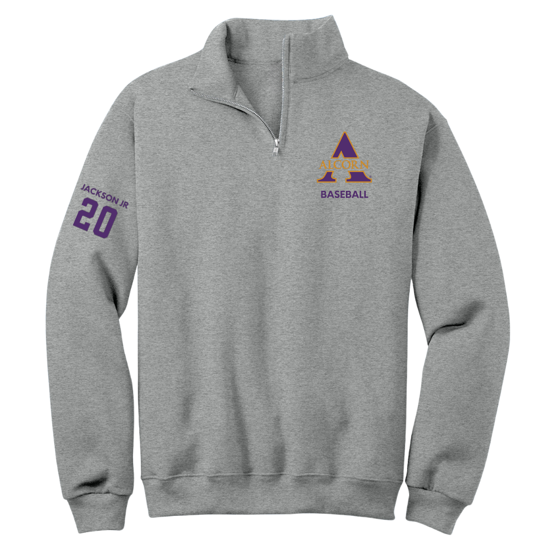 Alcorn State University Baseball Sport Gray Quarter-Zip - #20 Kevin Jackson Jr