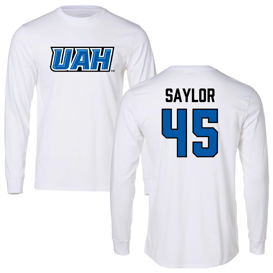 Huntsville Basketball (M) White Performance Long Sleeve - #45 Daniel Saylor
