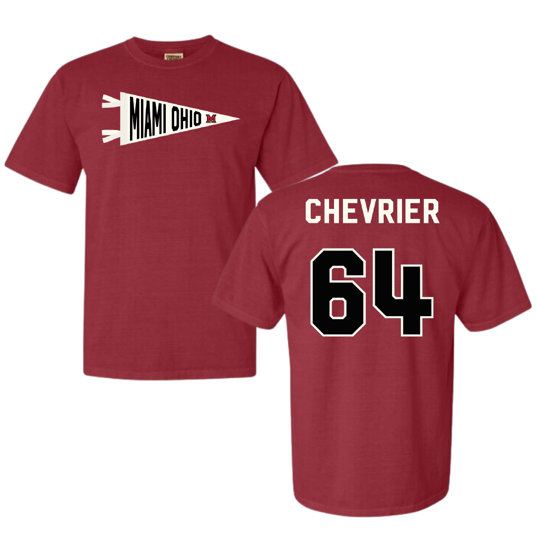 Miami University (Ohio) Softball Crimson Pennant Comfort Colors Tee - #64 Lea Chevrier