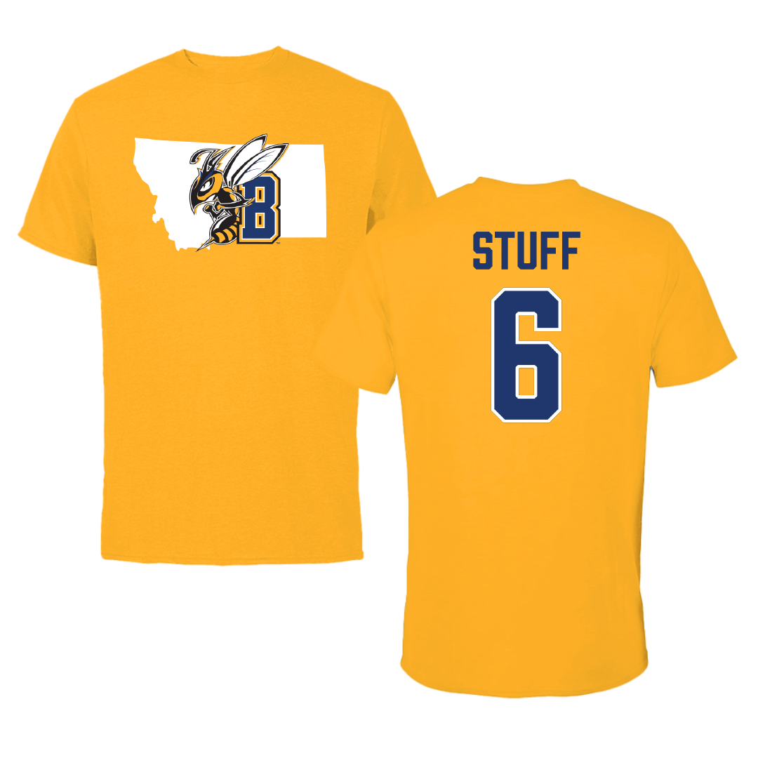 Montana State University Billings Volleyball Gold State Tee - #6 Avarey Stuff