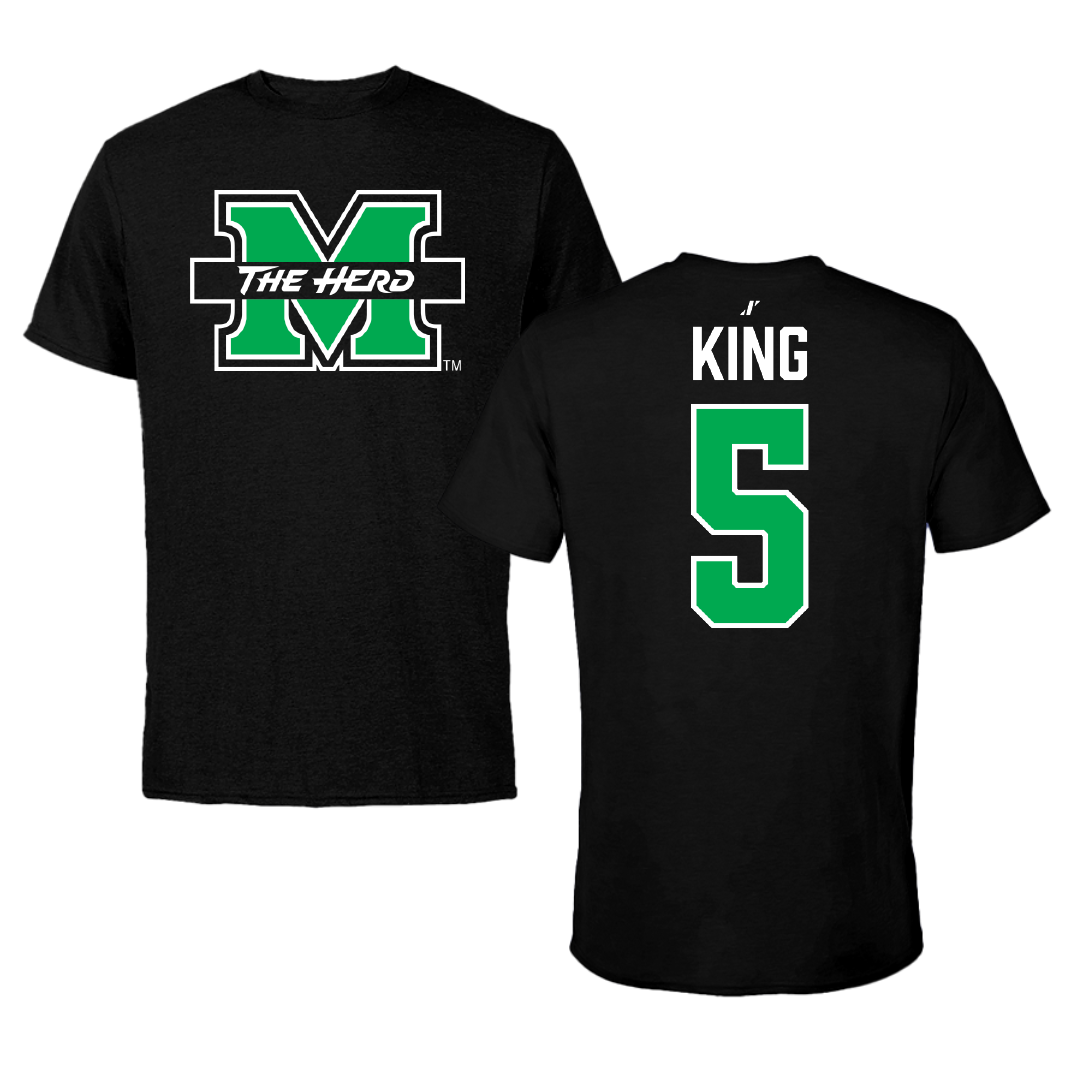 Marshall University Softball Black Tee - #5 Jules King