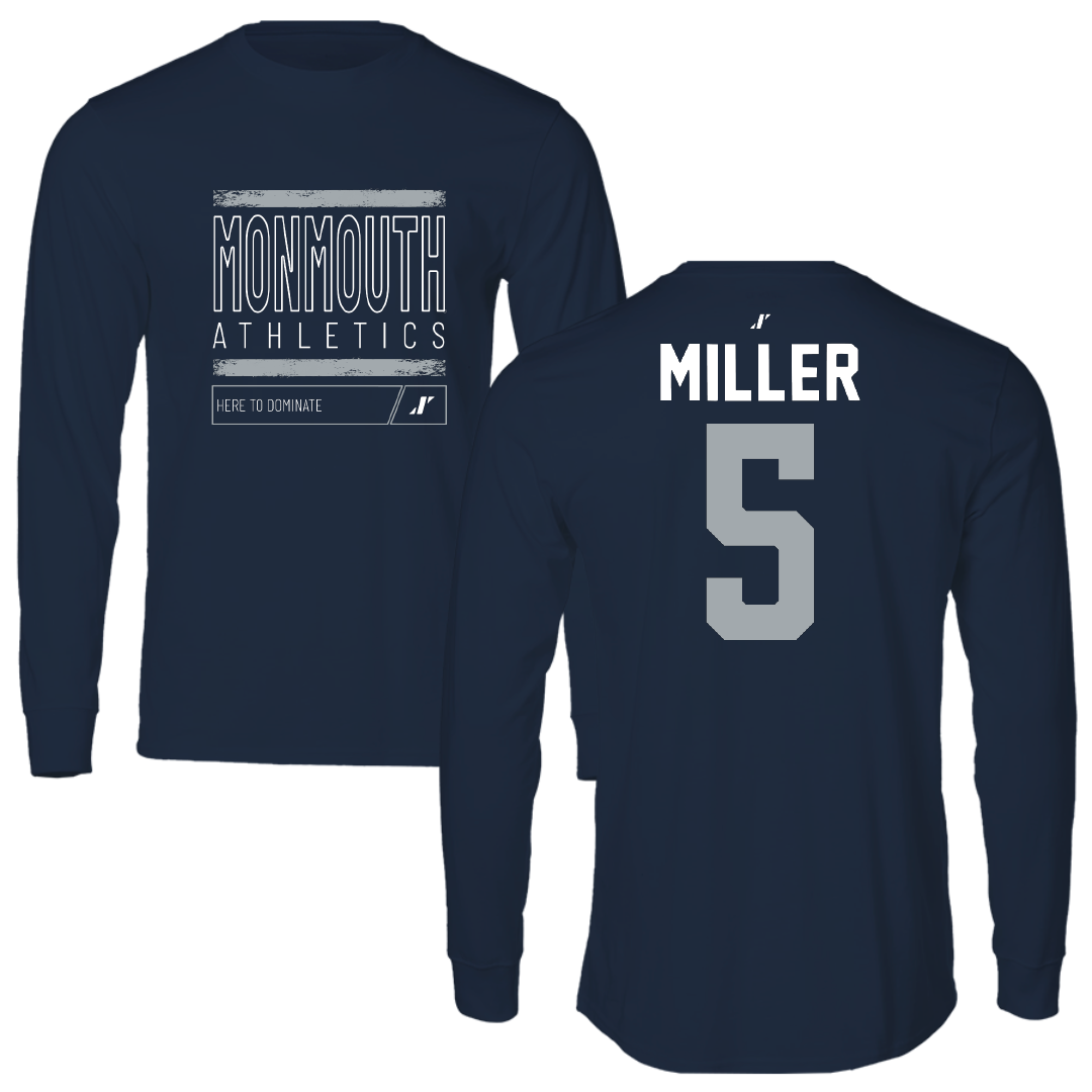 Monmouth University Basketball Navy Dominate Performance Long Sleeve - #5 Corey Miller