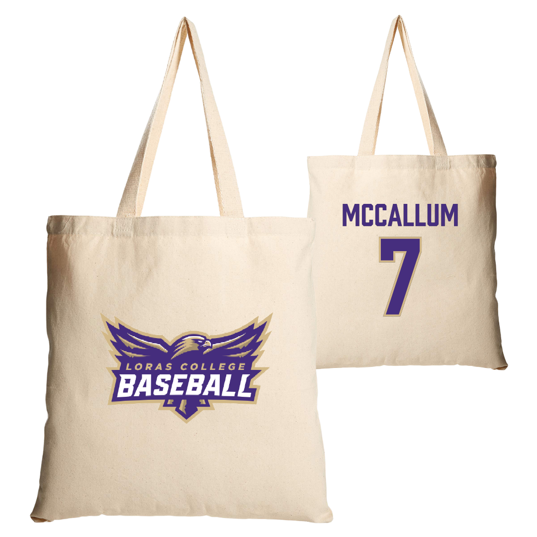 Loras College Baseball Tan Baseball Canvas Tote Bag - #7 Max McCallum