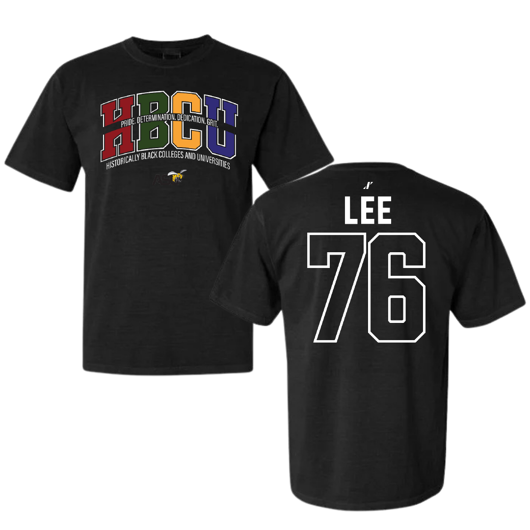 Alabama State University Football Black HBCU Comfort Colors Tee - #76 Marvin Lee