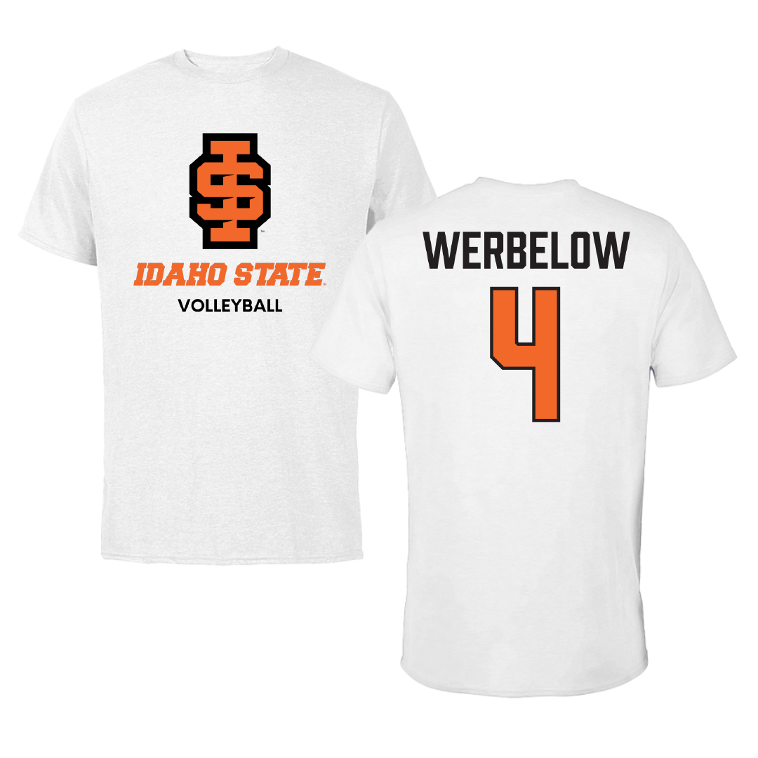 Idaho State University Volleyball (W) White Performance Tee - #4 Jenna Werbelow