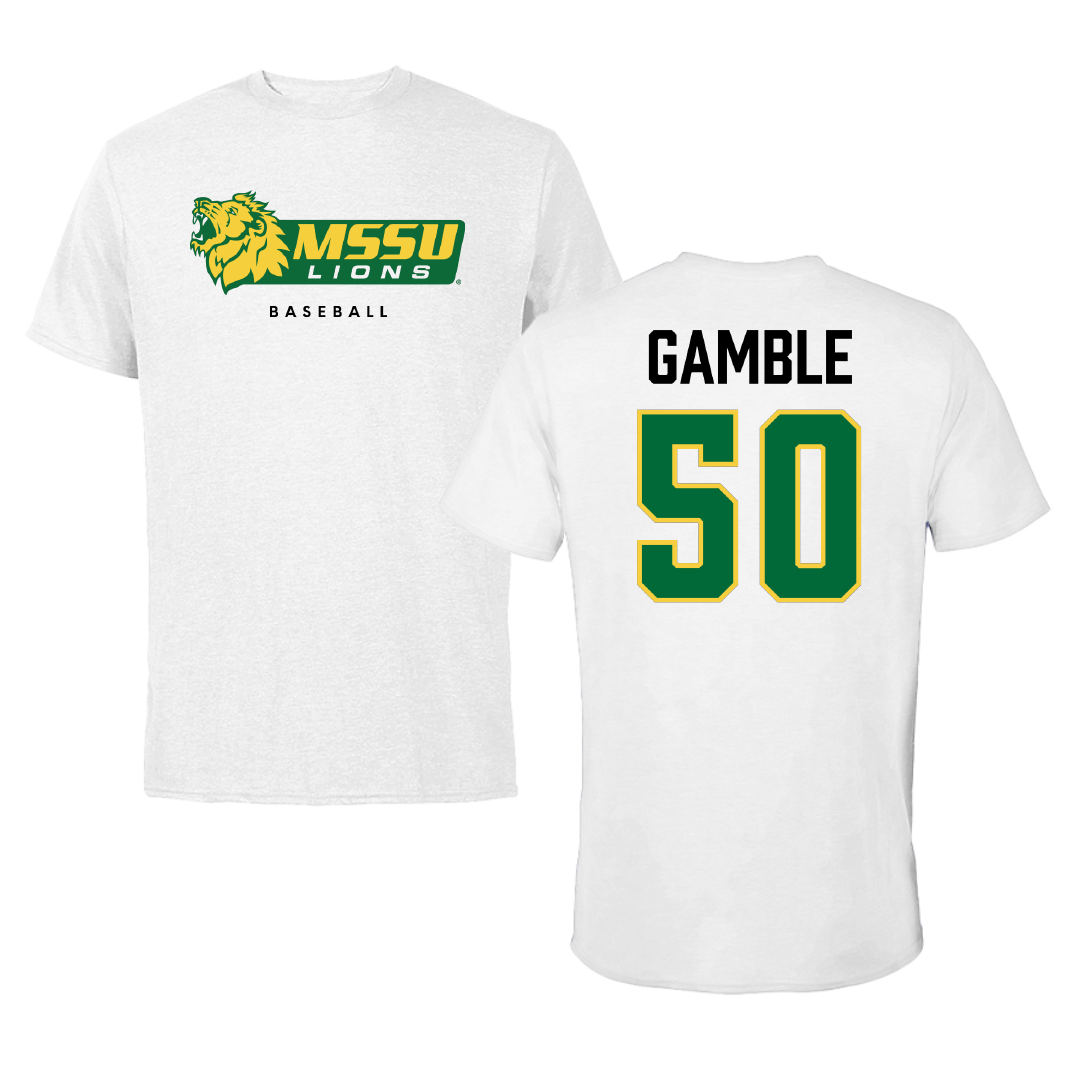 Missouri Southern State University Baseball White Performance Tee - #50 Jackson Gamble