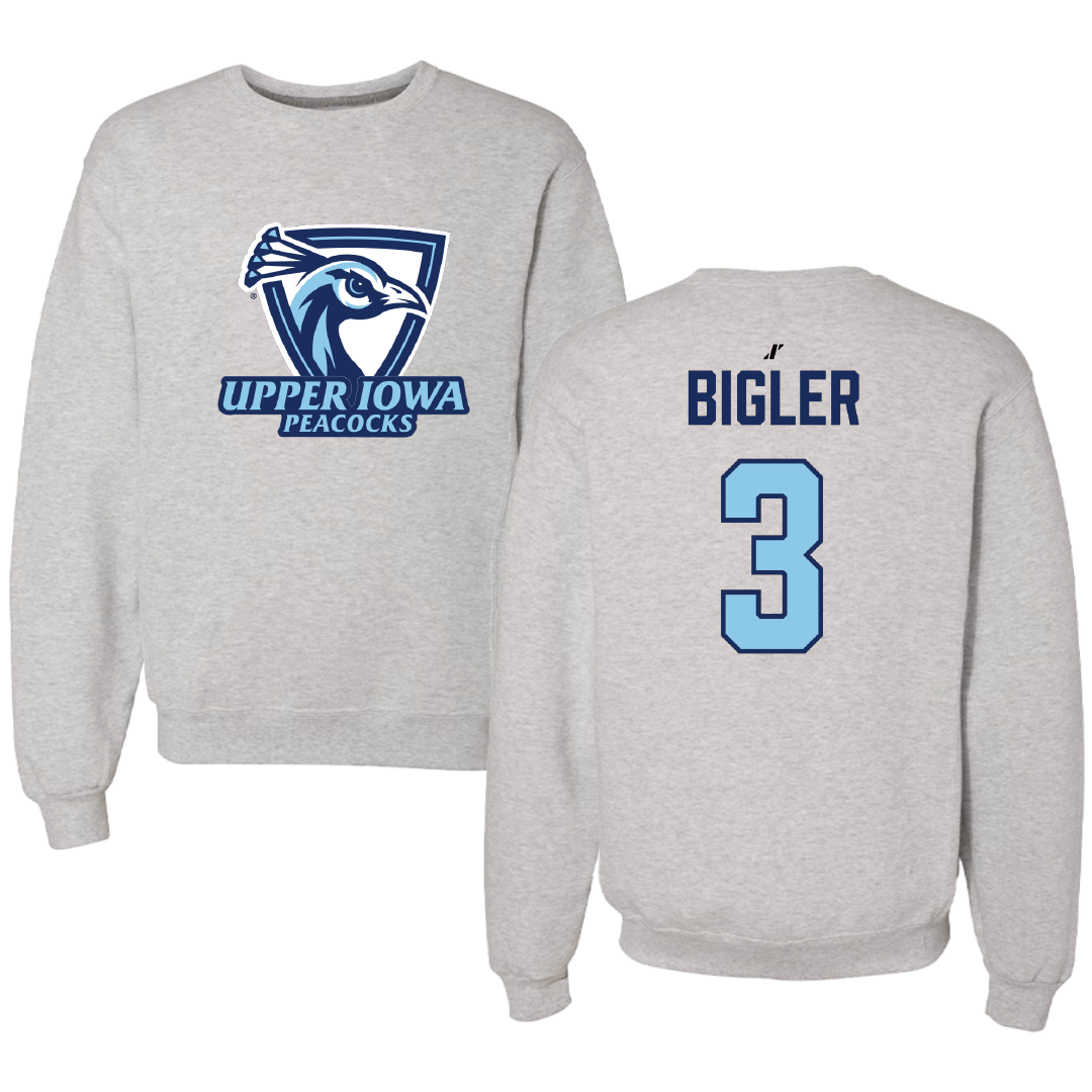 Upper Iowa University Baseball Light Gray Crewneck - #3 Braylan Bigler