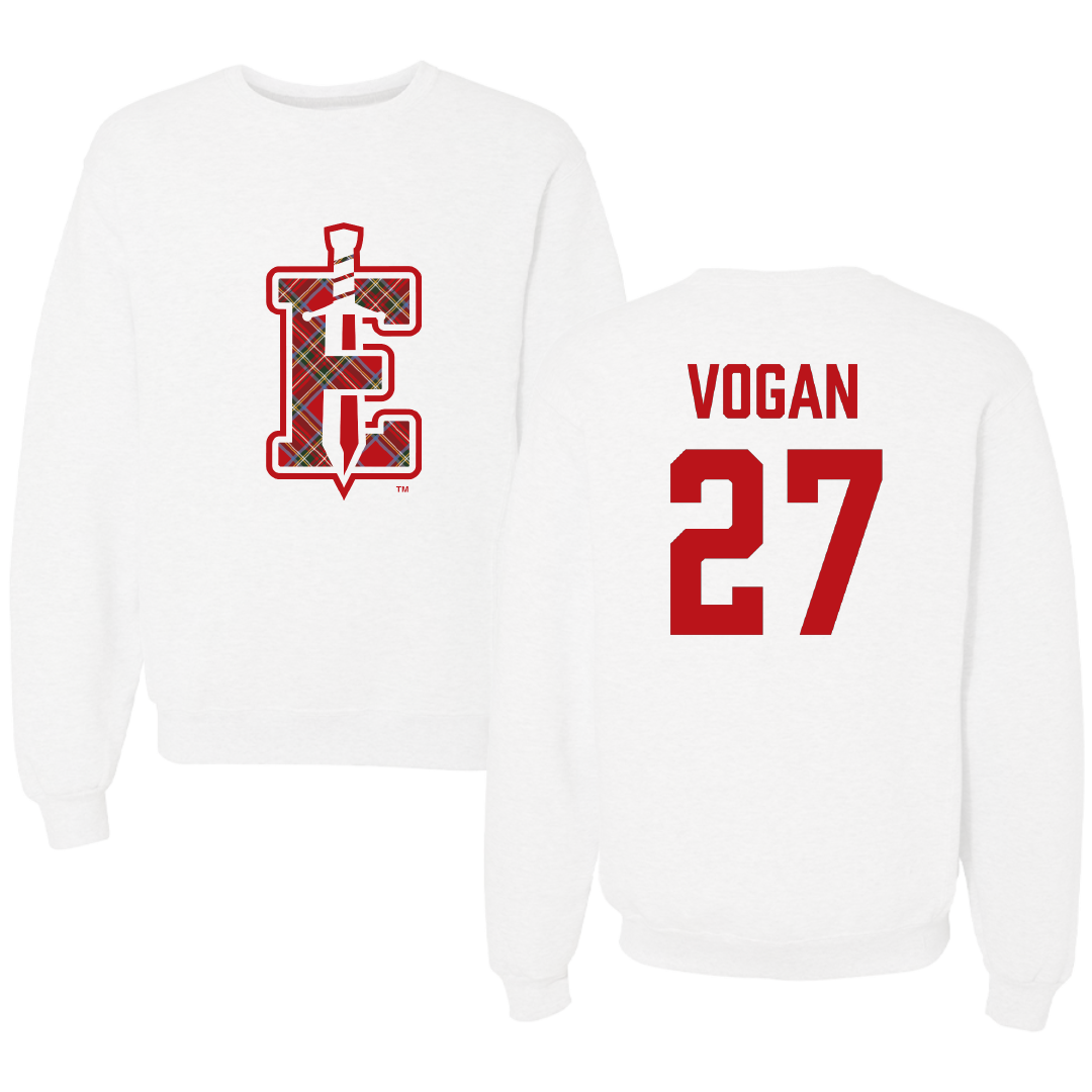 PennWest Edinboro Football White Crewneck - #27 Nick Vogan