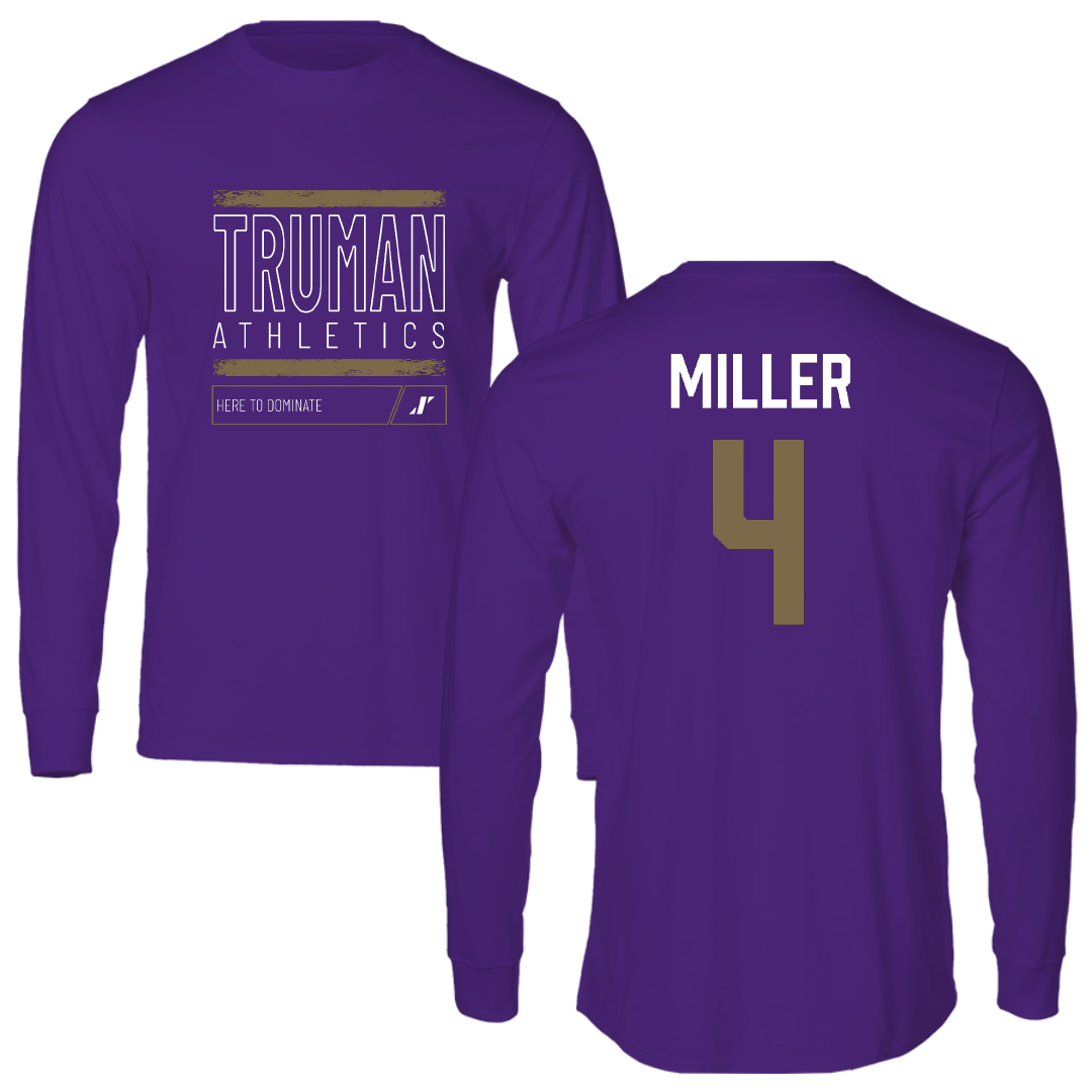 Truman State University Basketball Purple Dominate Long Sleeve - #4 Titus Miller