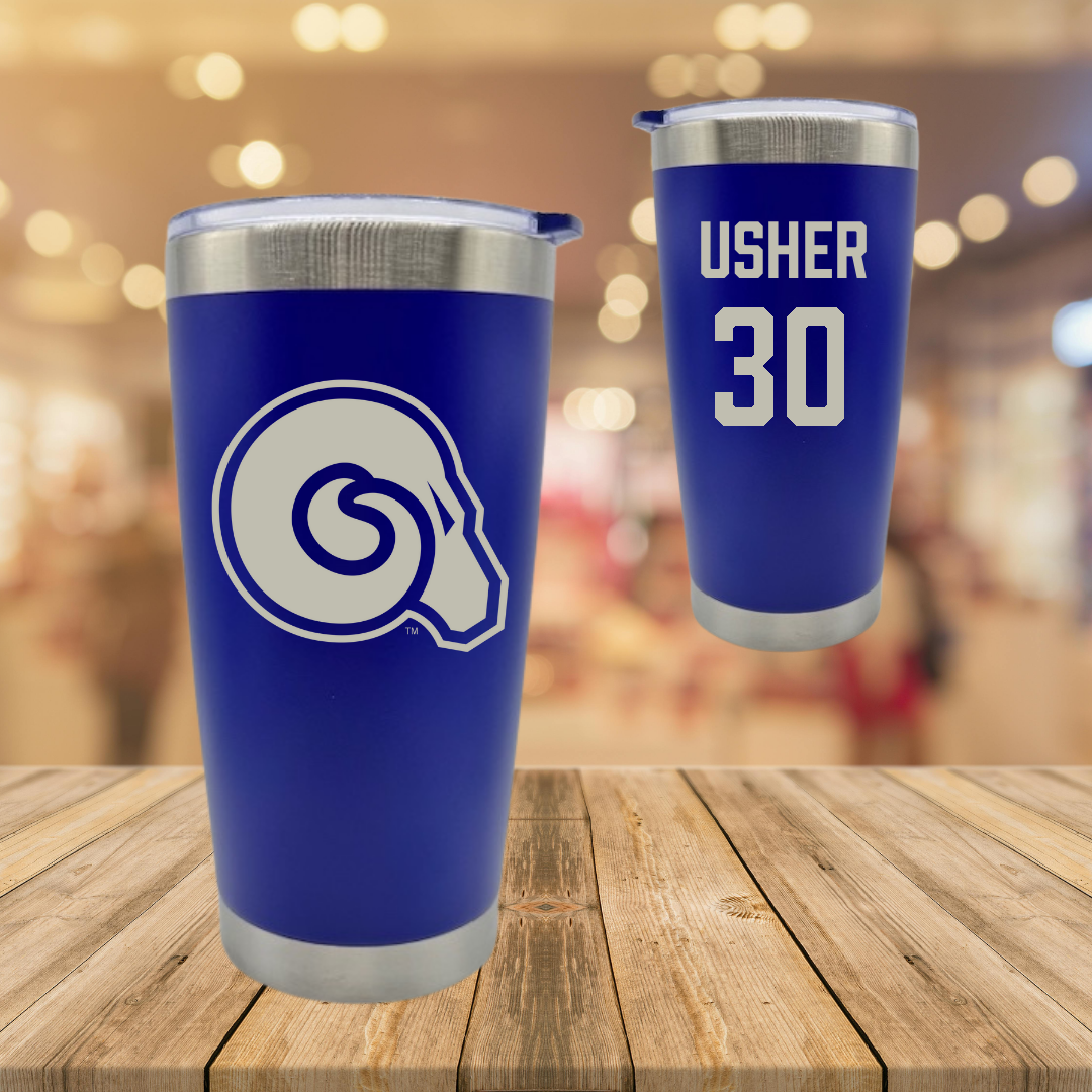 Albany State University Baseball Blue Golden Ram Stainless Steel Tumbler - #30 Perry Usher