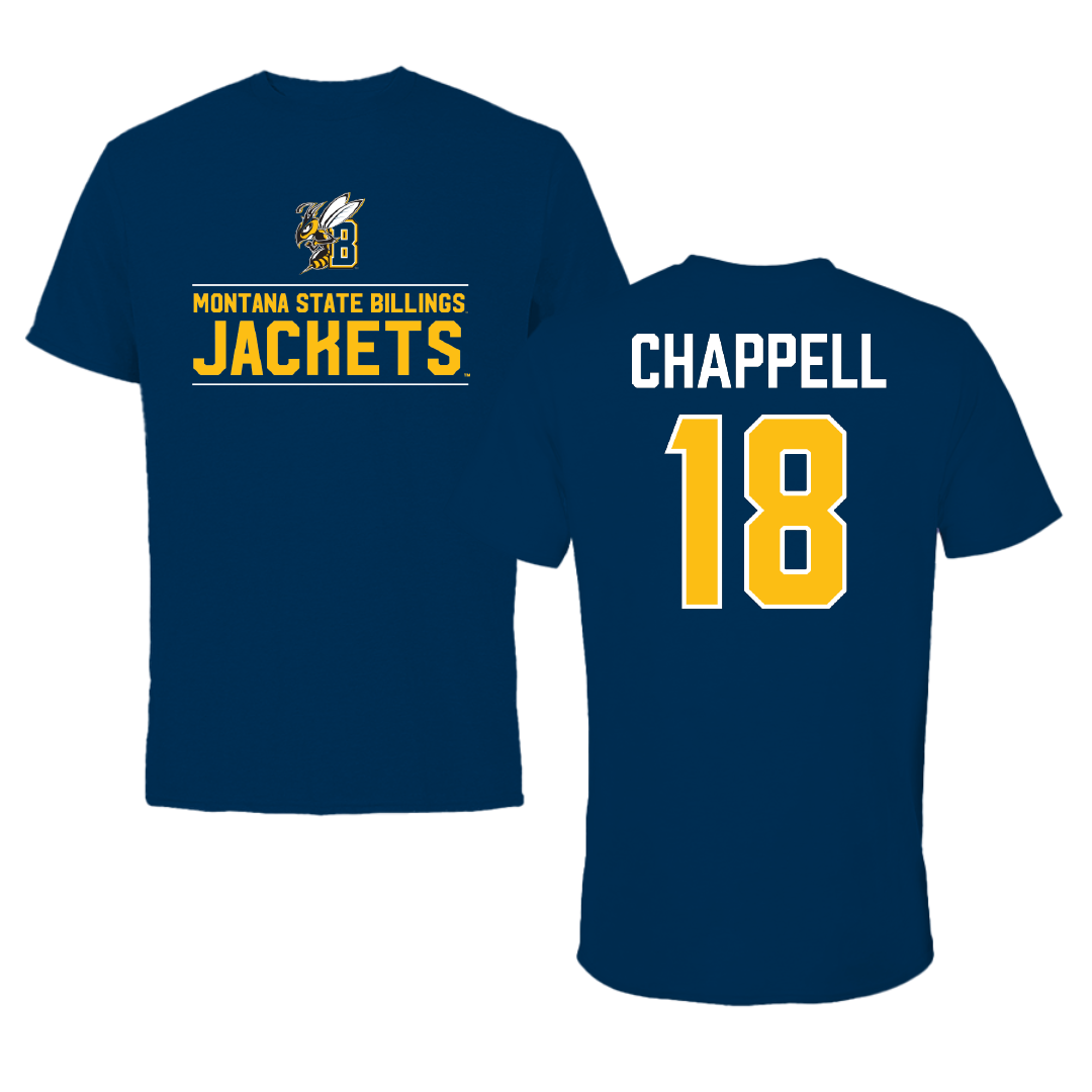 Montana State University Billings Baseball Navy General Performance Tee - #18 Brennen Chappell