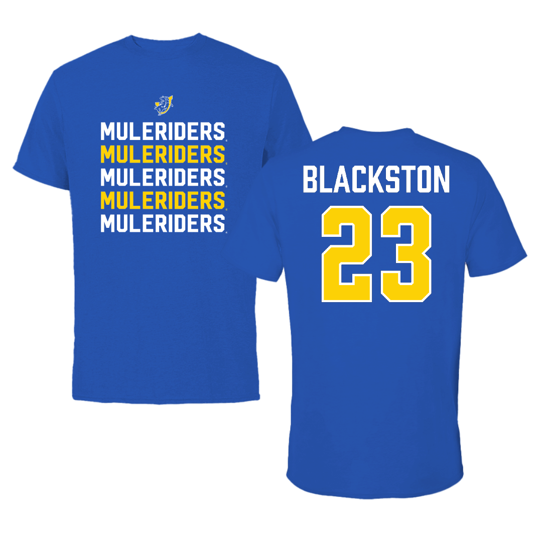 Southern Arkansas University Football Blue General Tee - #23 Jaylon Blackston
