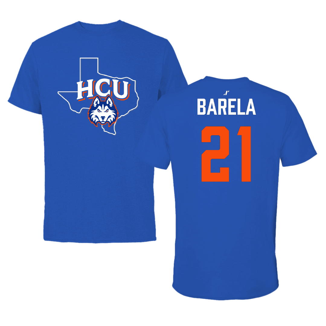 Houston Christian University Soccer (W) Blue State Tee - #21 Paisley Barela
