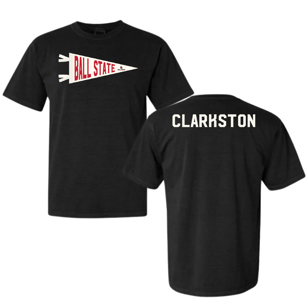 Ball State University Swimming & Diving Black Pennant Comfort Colors Tee - Benjamin Clarkston