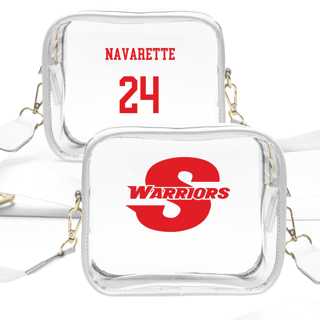 Stanislaus State Baseball White Clear Stadium Bag - #24 Arthur Navarette