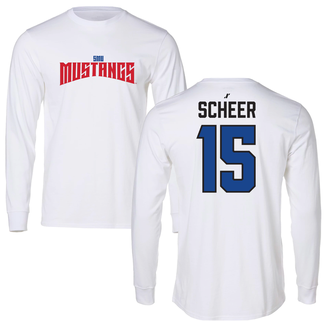 Southern Methodist University Volleyball White Classic Long Sleeve - #15 Madison Scheer