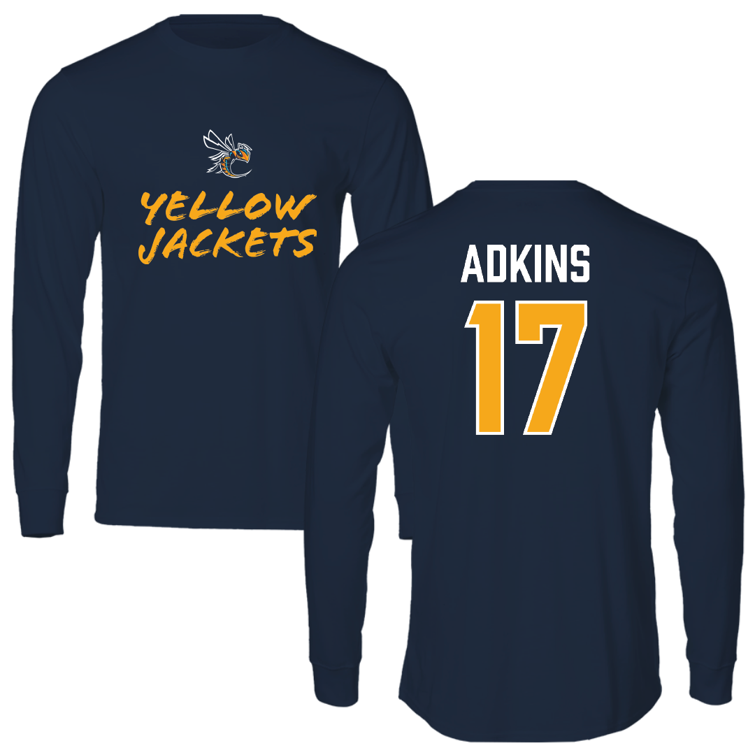 Cedarville University Softball Navy General Performance Long Sleeve - #17 Kara Adkins