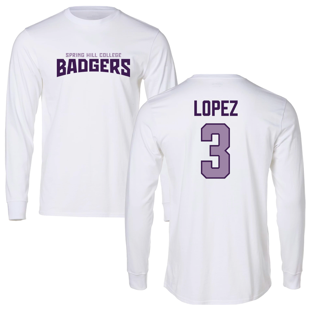 Spring Hill College Baseball White Classic Long Sleeve - #3 Robby Lopez