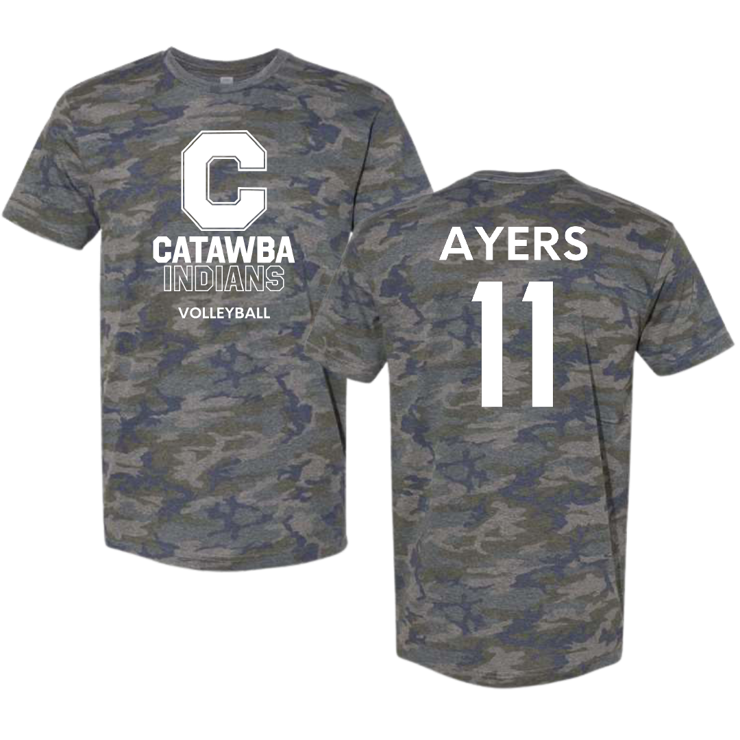 Catawba College Volleyball (W) Vintage Camo Tee - #11 Maggie Ayers