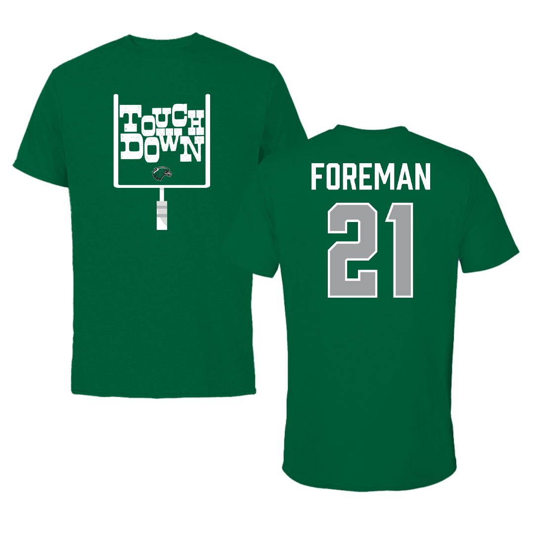 Northeastern State University Football Green Touchdown Tee - #21 Hagen Foreman