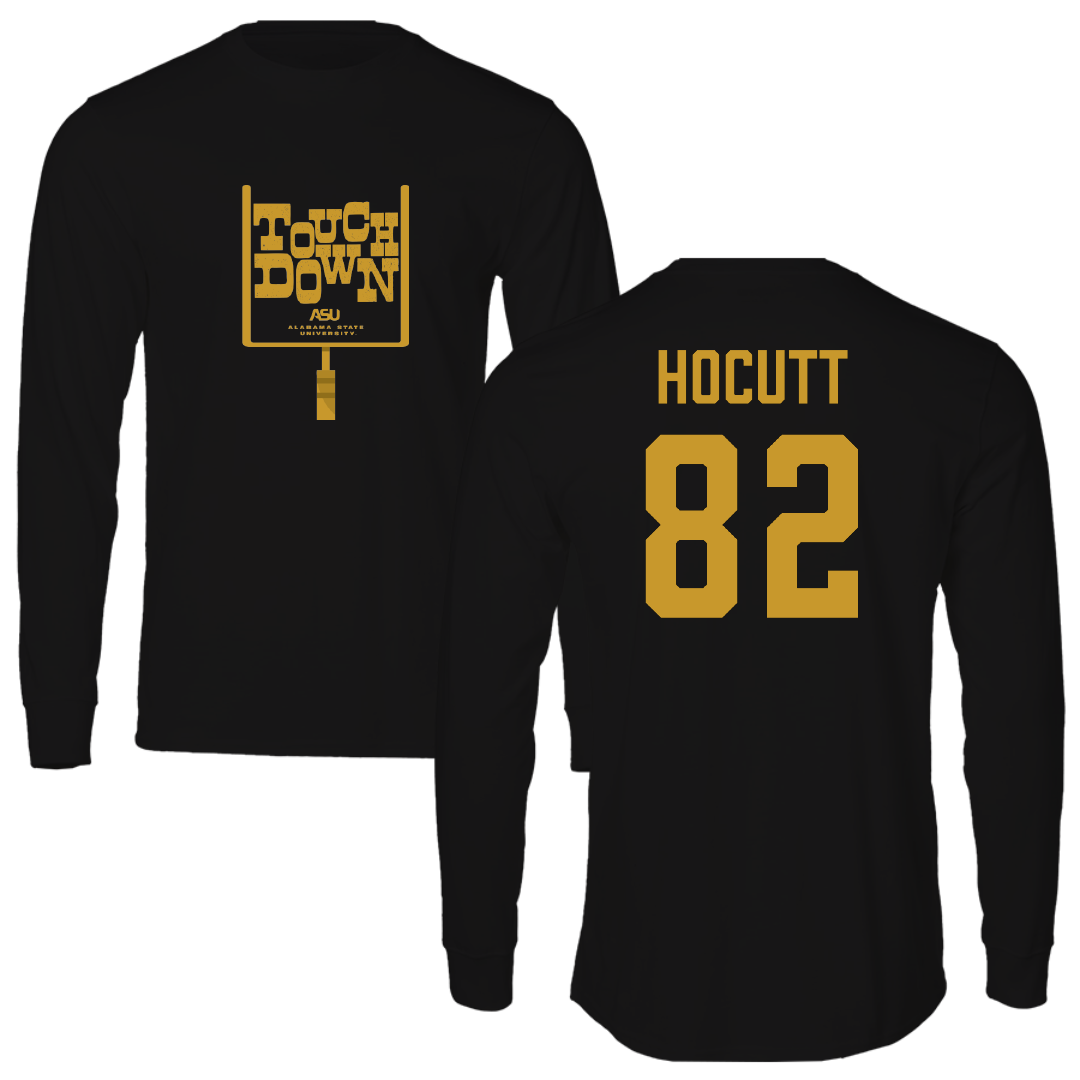 Alabama State University Football Black Touchdown Performance Long Sleeve - #82 Will Hocutt