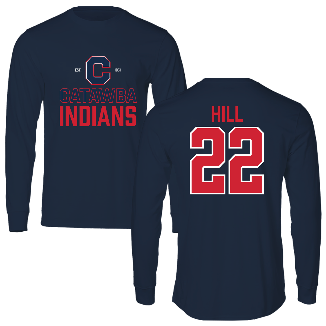 Catawba College Volleyball Navy General Performance Long Sleeve - #22 Riley Hill