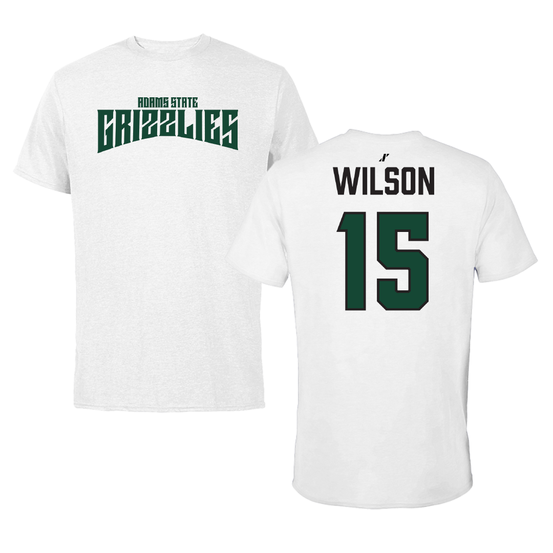 Adams State University Volleyball White Classic Tee - #15 Makylee Wilson