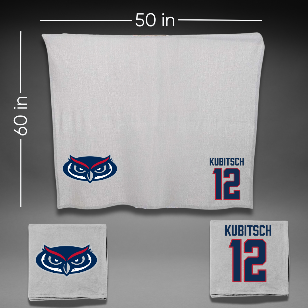 Florida Atlantic University Soccer Gray Blanket - #12 Kevin Kubitsch