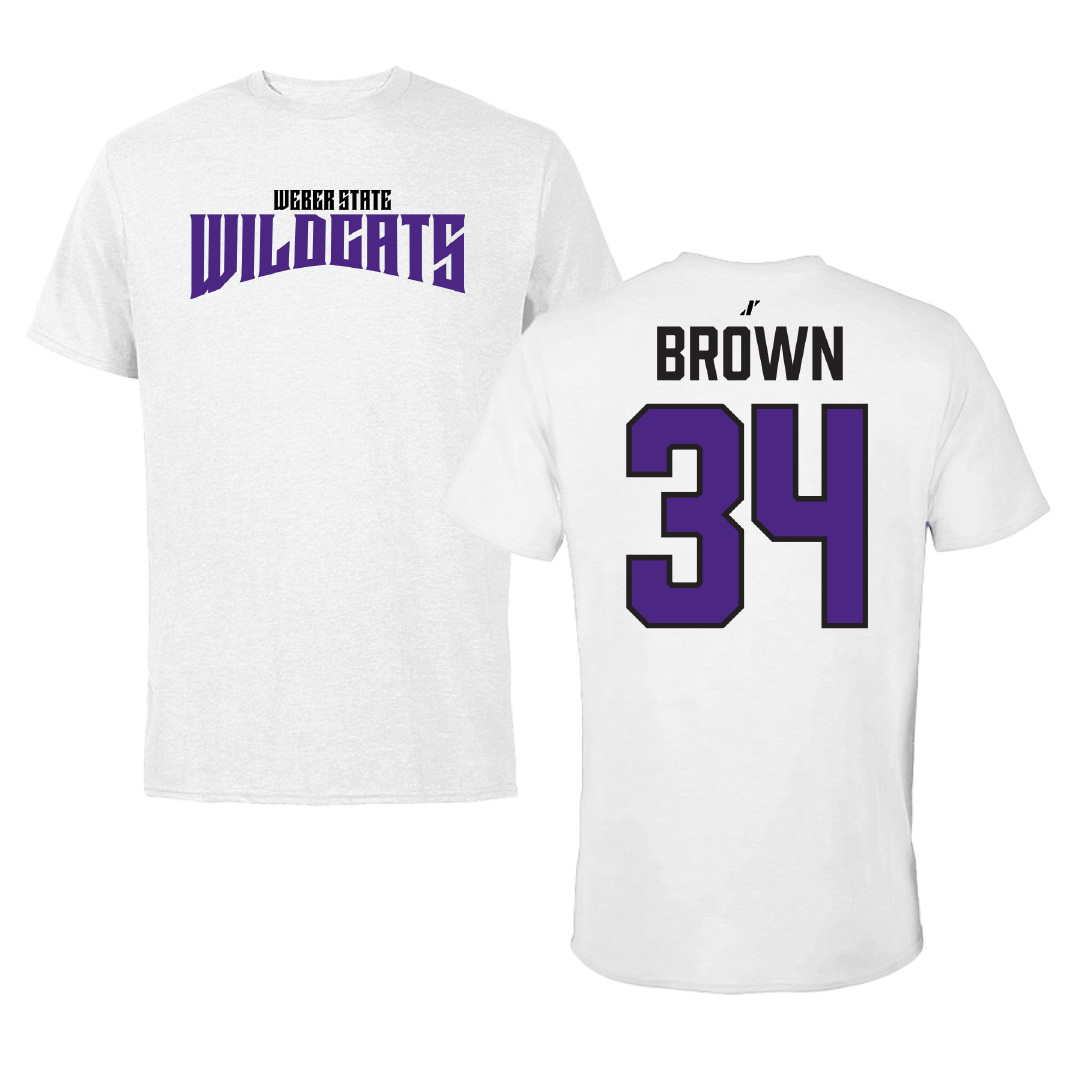 Weber State University Soccer White Classic Performance Tee - #34 Bailey Brown
