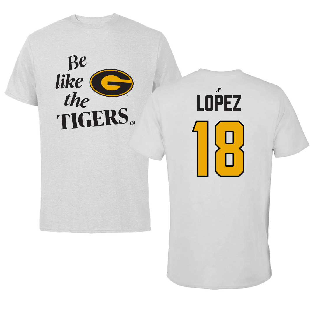 Grambling State University Baseball Light Gray Be Like Us Performance Tee - #18 Aidan Lopez