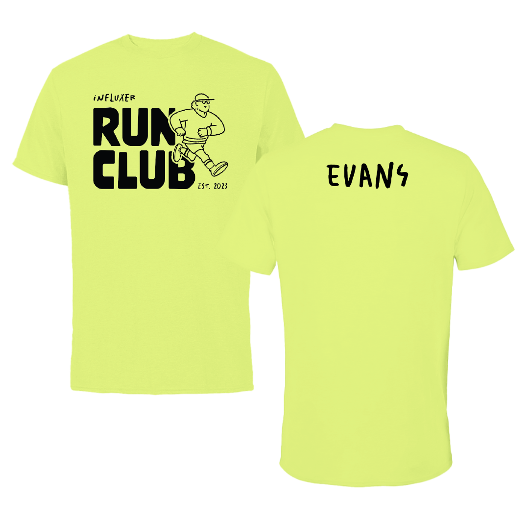 University of Southern Maine TF and XC Safety Yellow Influxer Run Club Performance Tee - DeAnthony Evans
