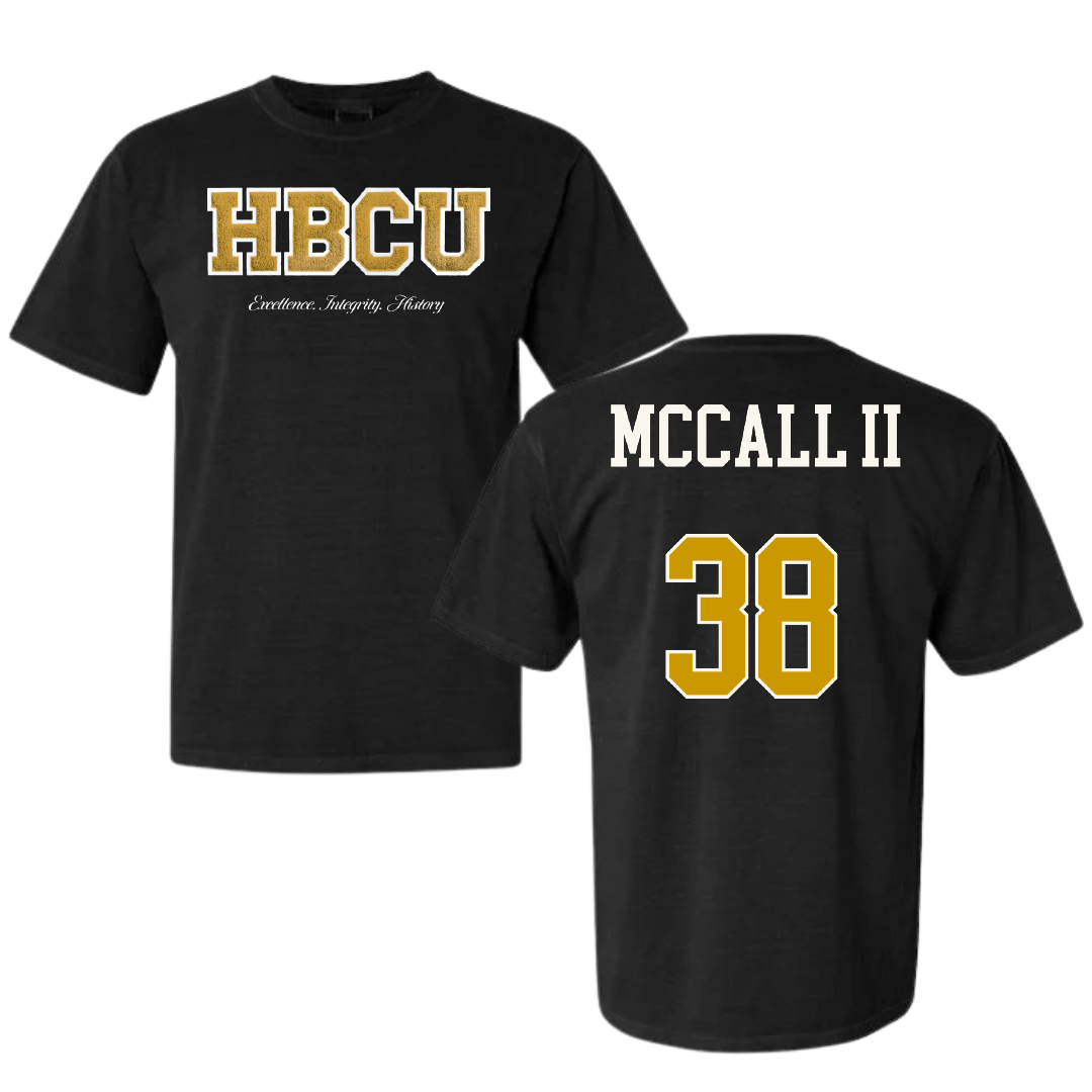 Alabama State University Football Black HBCU Varsity Comfort Colors Tee - #38 Stewart McCall II