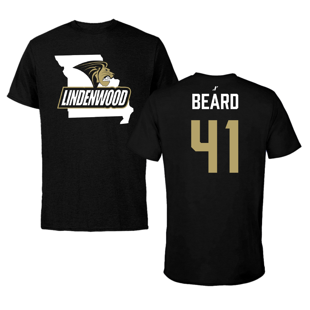 Lindenwood University Football Black State Performance Tee - #41 Ethan Beard