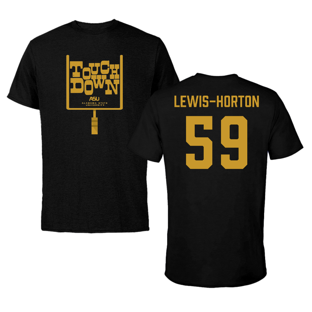 Alabama State University Football Black Touchdown Tee - #59 Jaland Lewis-Horton