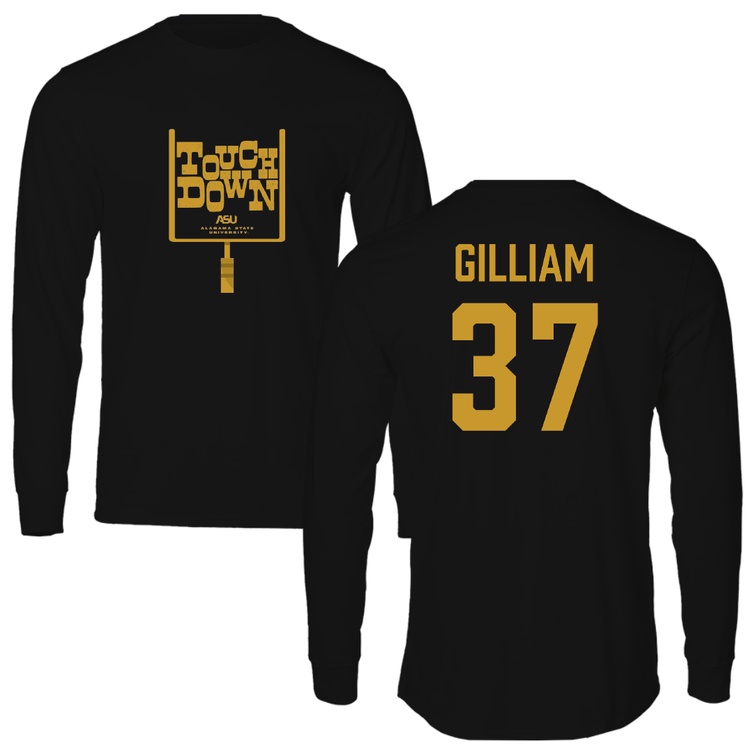 Alabama State University Football Black Touchdown Performance Long Sleeve - #37 Brandon Gilliam