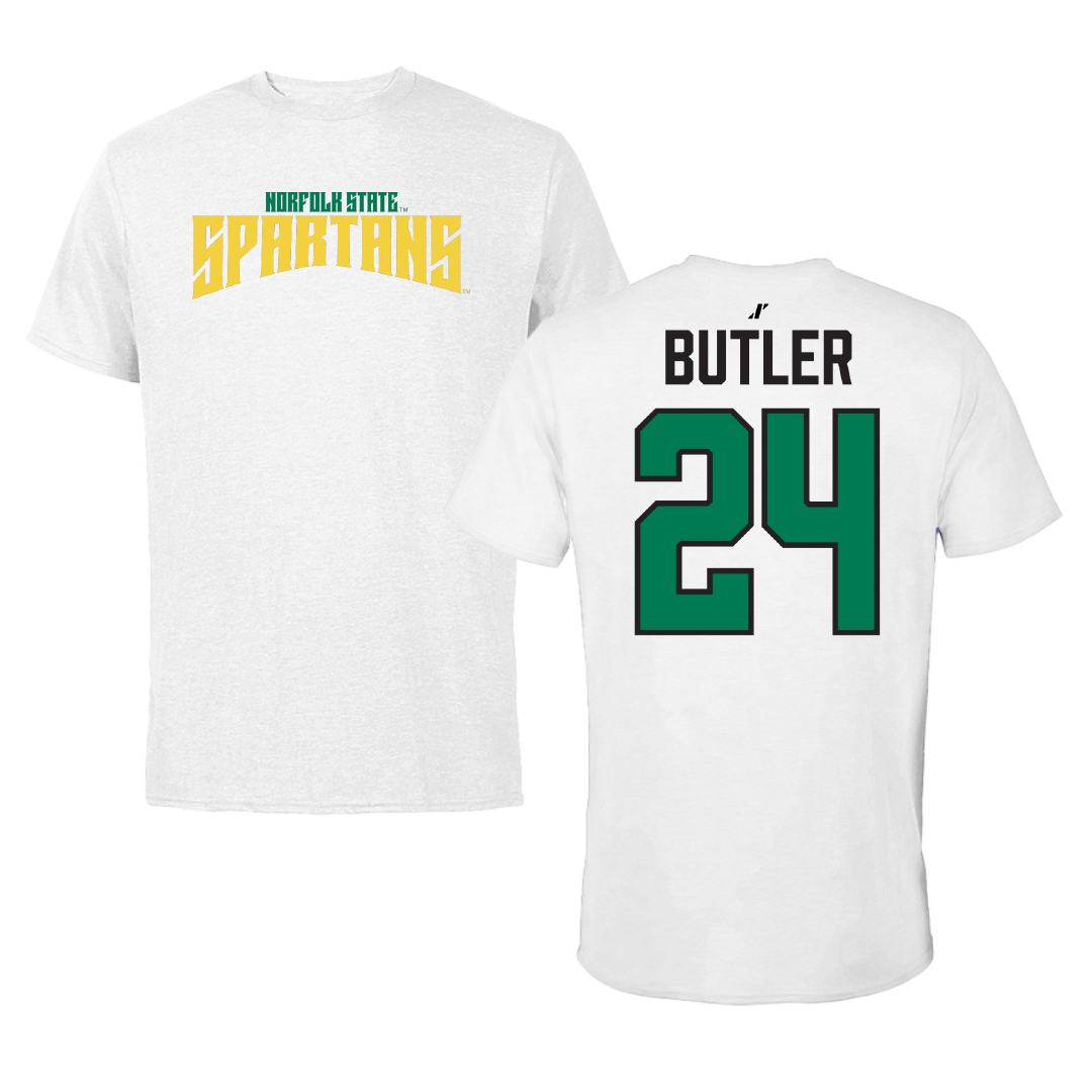 Norfolk State University Football White Classic Performance Tee - #24 Chris Butler