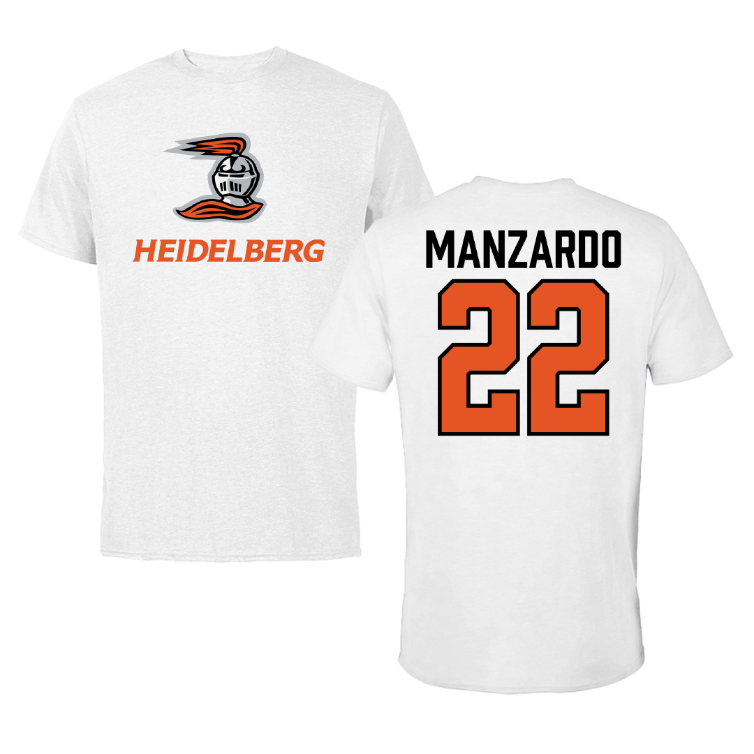 Heidelberg University Lacrosse White Performance Tee - #22 Mario Manzardo