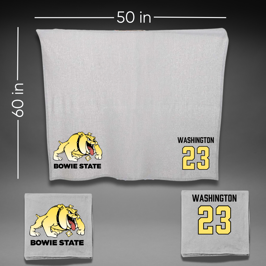 Bowie State University Football Gray Blanket - #23 Bailey Washington