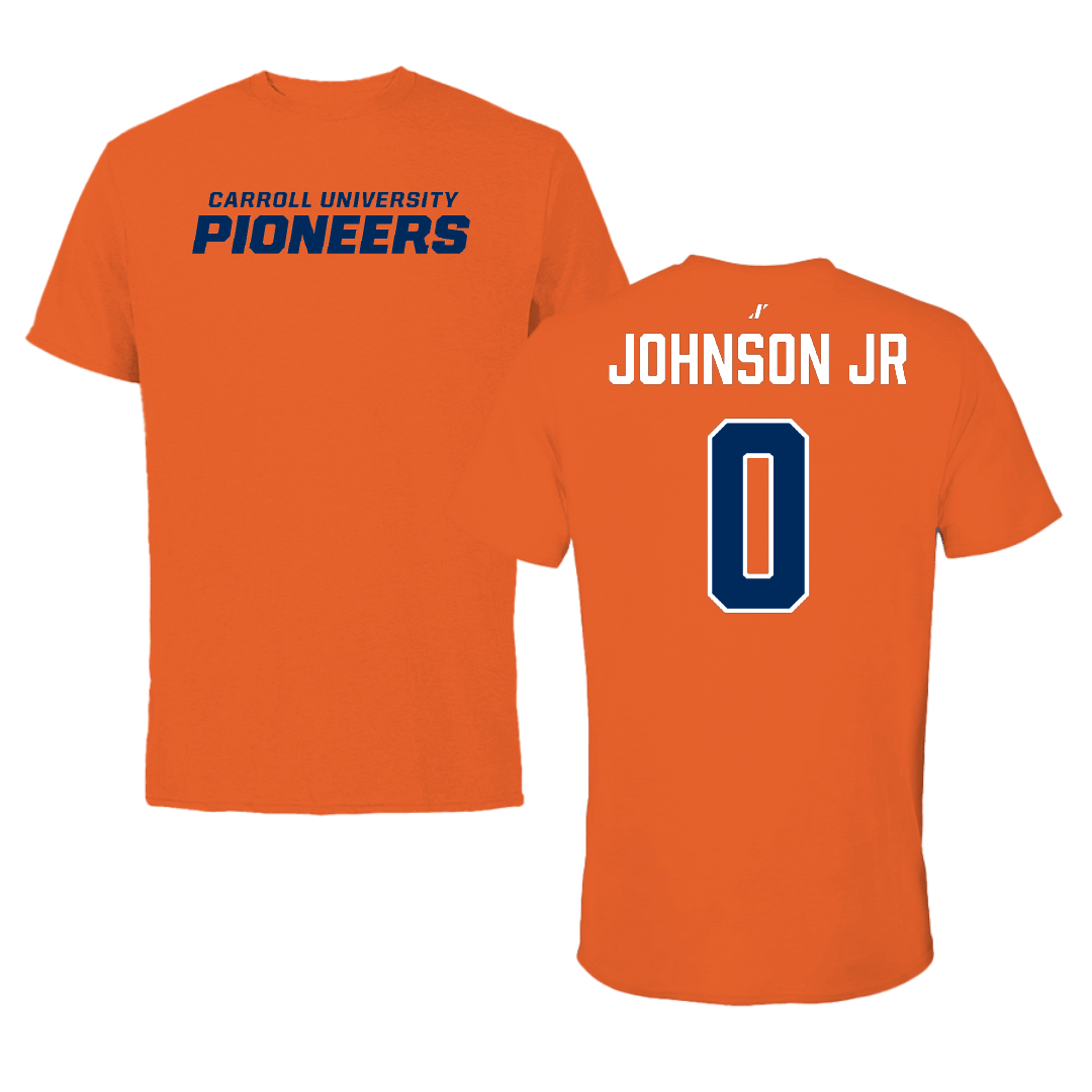 Carroll University Football Orange Performance Tee - #0 Marcus Johnson Jr