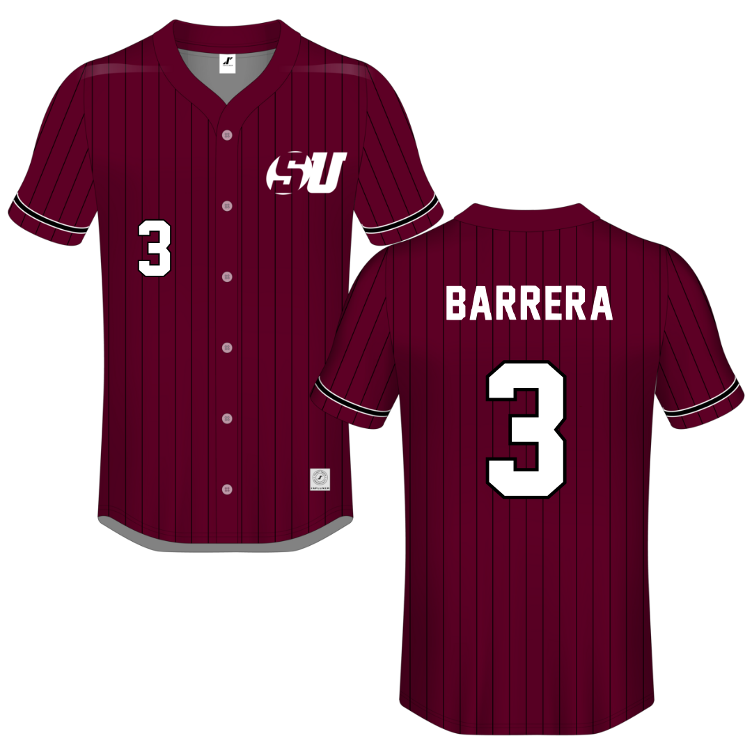 Schreiner University Maroon Button-Down Jersey - #3 Nate Barrera