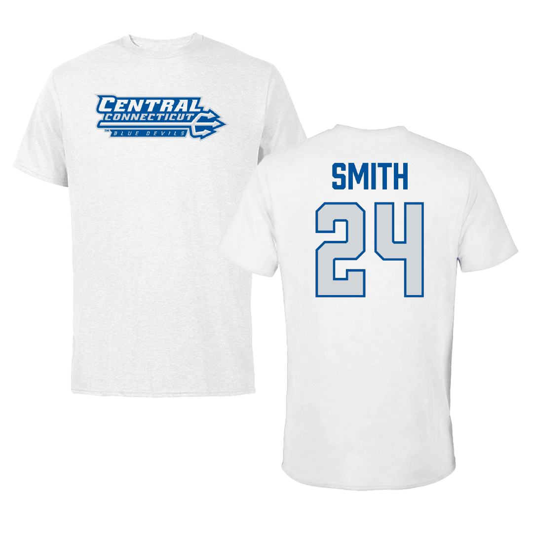Central Connecticut State University Football White Performance Tee - #24 Tymaine Smith