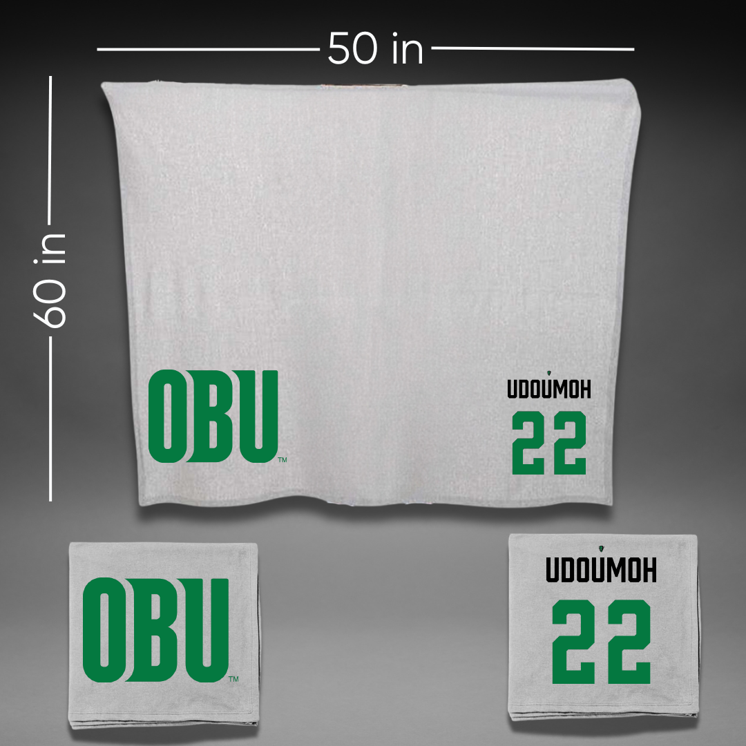 Oklahoma Baptist University Basketball Gray Blanket - #22 Joshua Udoumoh